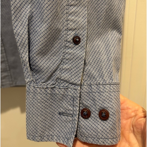 INTERNATIONAL REPORT MENS LS BUTTONED DOWN SHIRT LARGE 100% COTTON BLUE - Picture 6 of 13